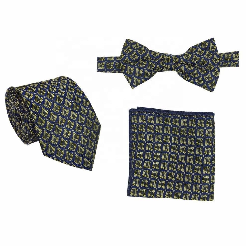 Black & Silver Masonic Luxury Silk Narrow Tie