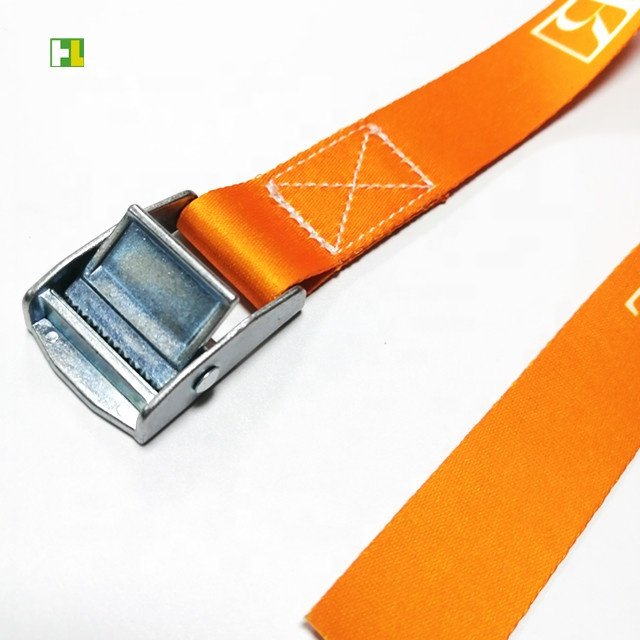 Sublimation printed white logo orange cam lock tie down belt 1.7m length