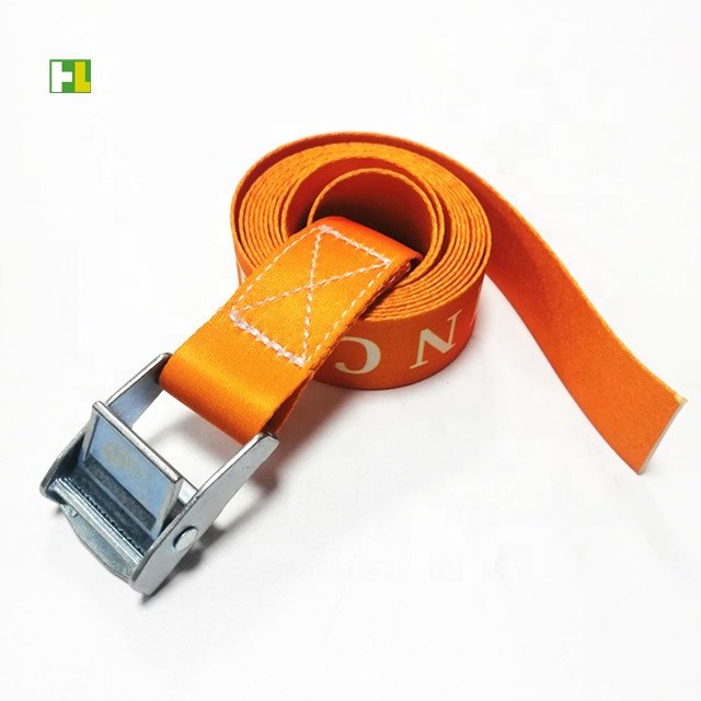 Sublimation printed white logo orange cam lock tie down belt 1.7m length