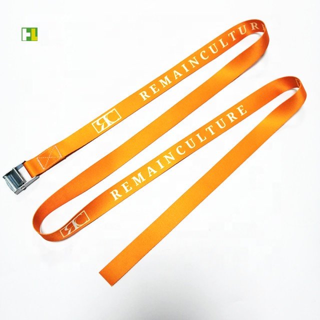 Sublimation printed white logo orange cam lock tie down belt 1.7m length