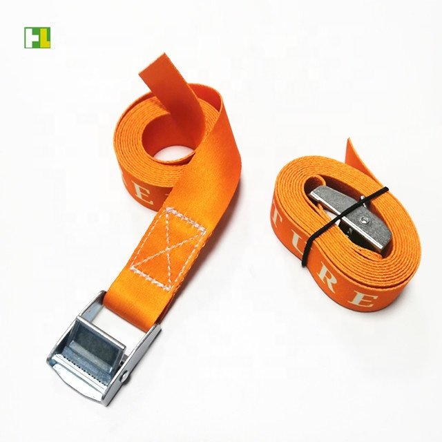 Sublimation printed white logo orange cam lock tie down belt 1.7m length
