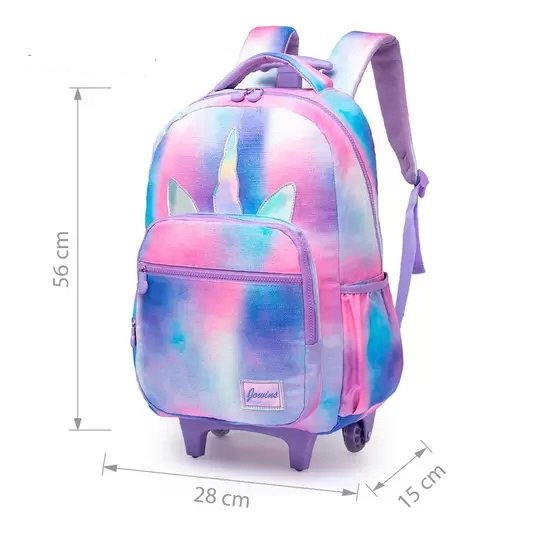 Rainbow Tie Dye Unicorn Trolley Backpack Set School Bag With Lunch Bag And Pencil Case 3 Pieces