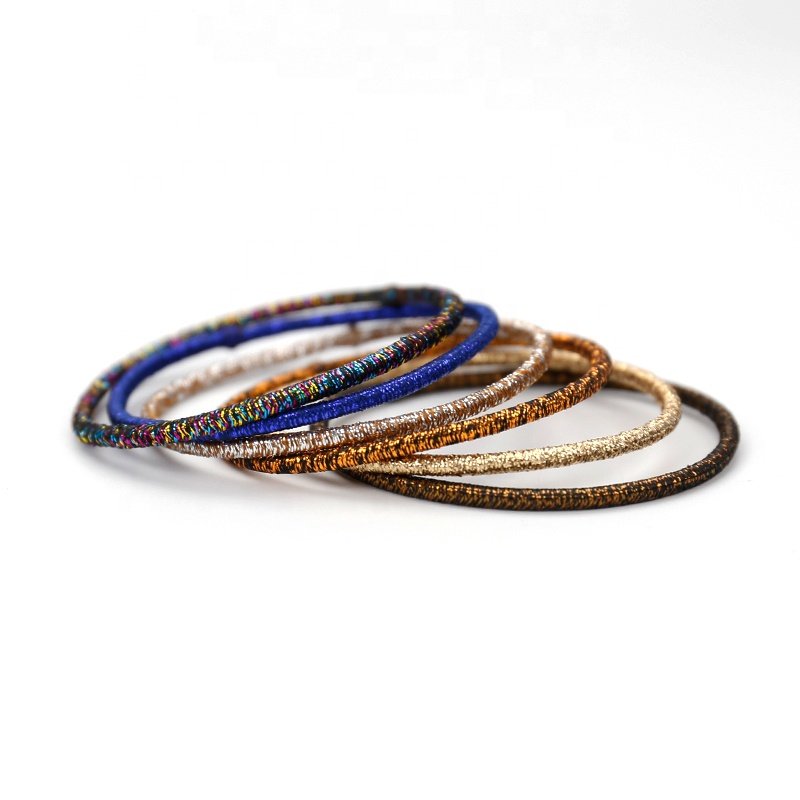 Ins Korea 2021 Wholesale Elastic 2mm Simple Glitter Seamless KKNEKKI Hair Scrunchies Hair Rope Hair Ties For Women