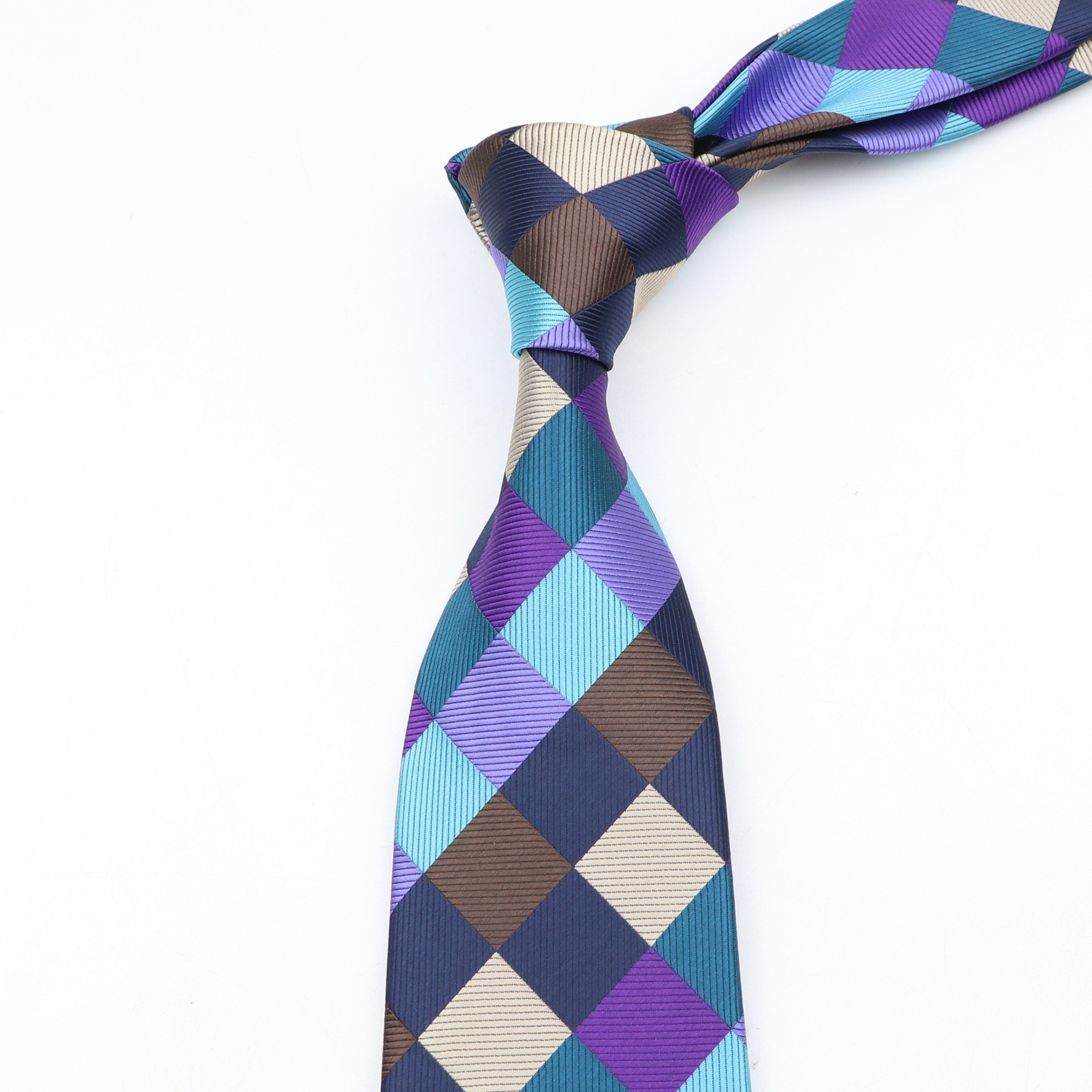 Fashion Neckties Classic Men's Plaid Yellow Purple Black Wedding Ties Jacquard Woven Polyester Men Solid Tie Polka Dots Neck Tie