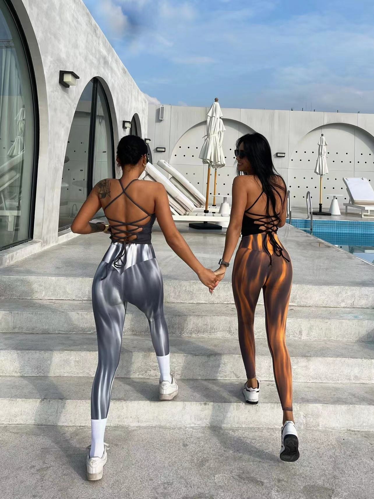 Hot Sale Woman Scrunch Booty Tie Dye Recycled Custom Yoga Pants Push Up Sportswear Fitness Tight Workout Marble Leggings