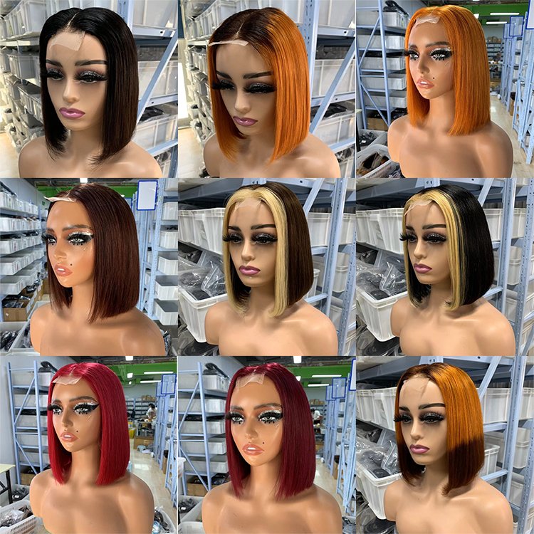 Super Double Drawn 2x6 Bone Straight Short Bob Wigs with 100% Human Hair Nature Black For Black Women Raw Vietnamese Hair