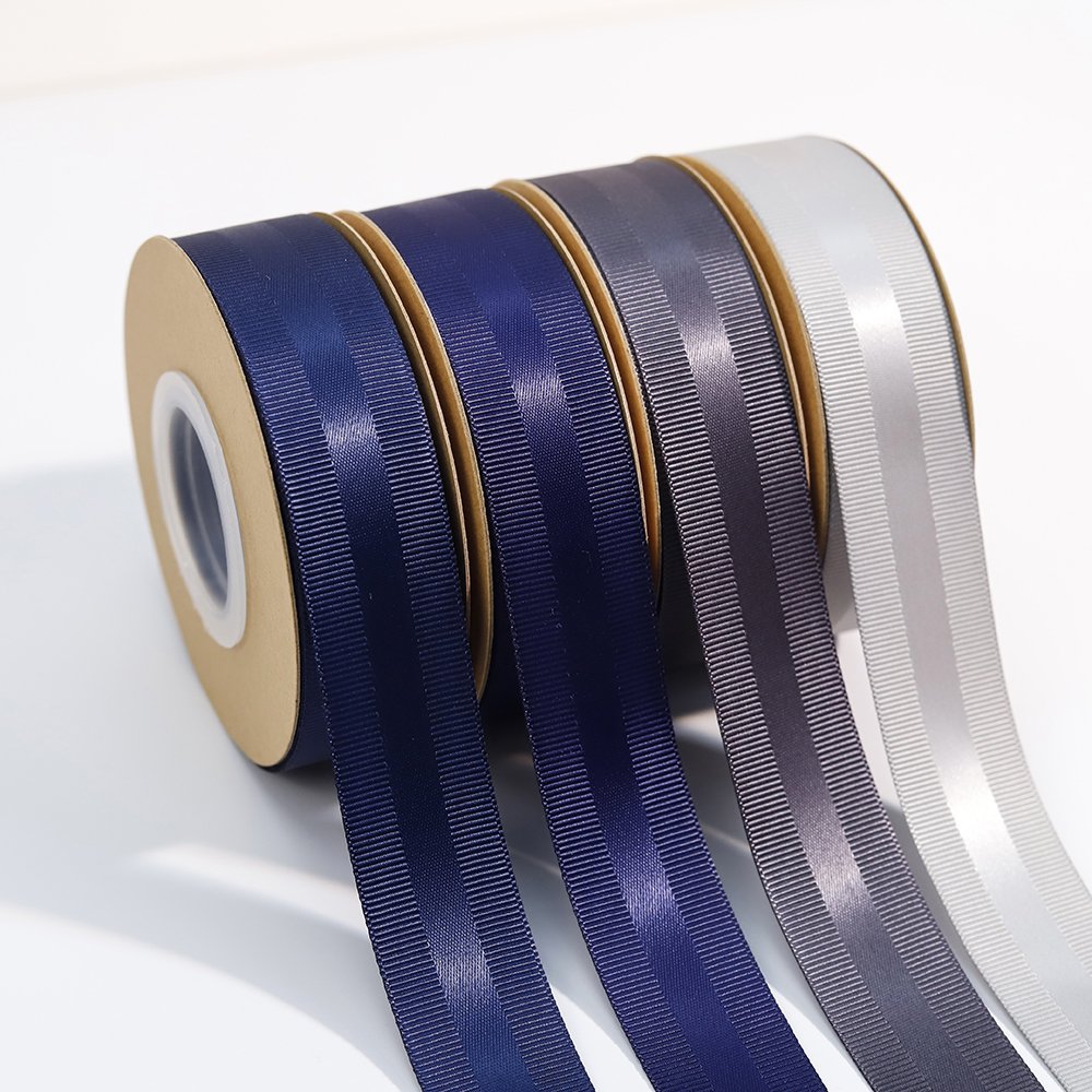 Grosgrain Ribbon 100% Polyester Double Faced Satin Ribbon Factory OEM Colors 1inch Printed Gift Ribbon