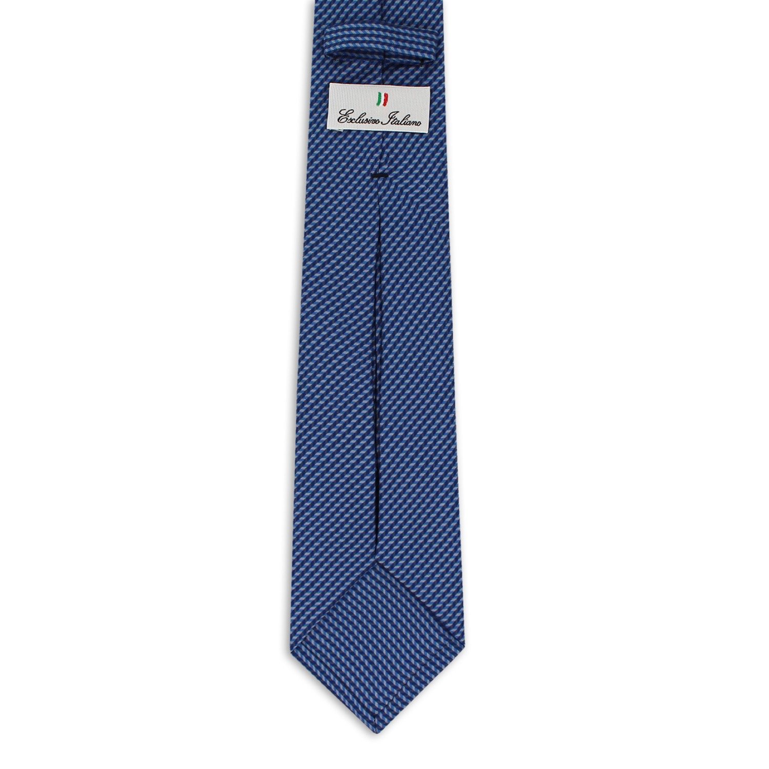 Classic Italian 100% Silk Seven Fold Ties - 148x8 cm Printed Twill Biella Light Blue - Timeless Accessories for Gentleman