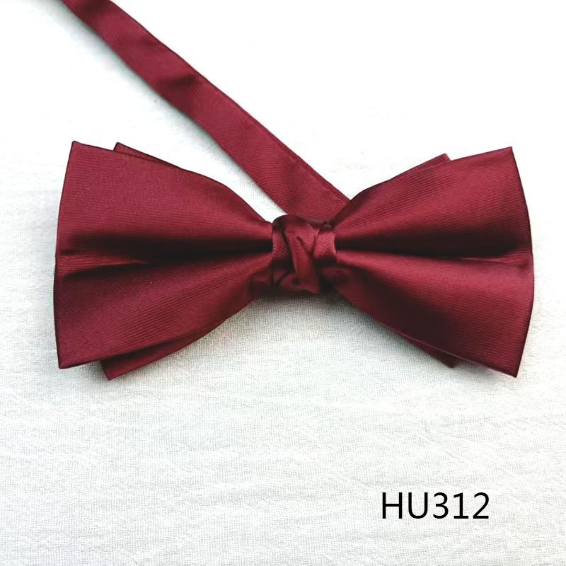 Bow Tie Manufacturer Wholesale Men Bow Tie Solid Colour Black Wine bow Tie