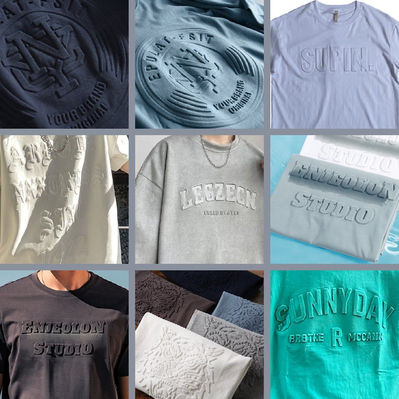 Heavy Cotton Custom Logo T Shirt Plus Size Printing 3d Embossed Tshirts Men's T-shirts Embossed Oversized Graphic Men T Shirt