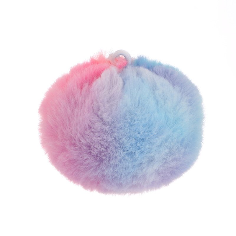 8cm tie dye diy color rubber band hairball keychain pendant fluffy ball