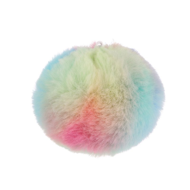 8cm tie dye diy color rubber band hairball keychain pendant fluffy ball