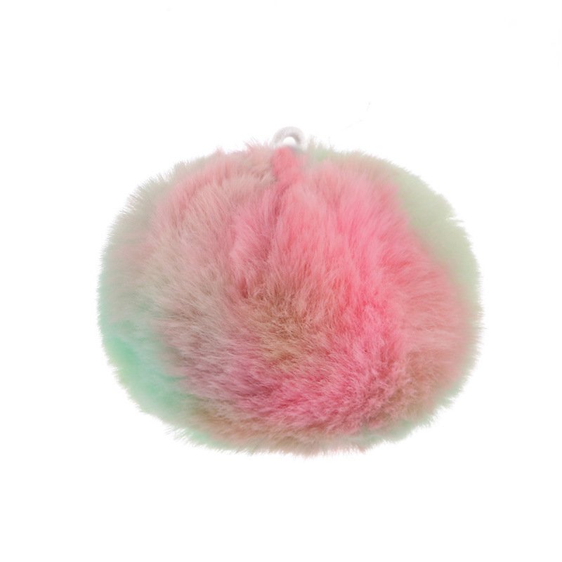 8cm tie dye diy color rubber band hairball keychain pendant fluffy ball
