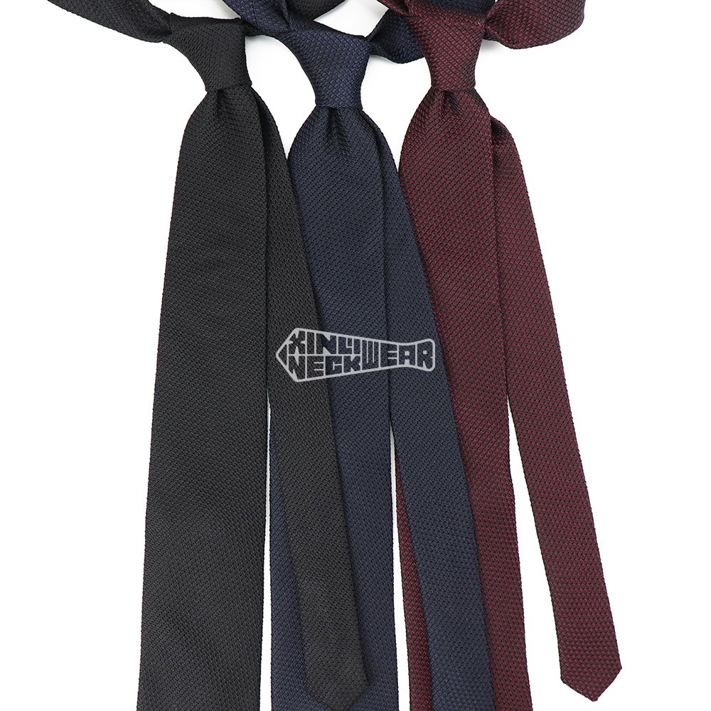 Fashion Navy Blue Personalized Solid Color Grenadine Tie Burgundy Formal Necktie For Men Silk