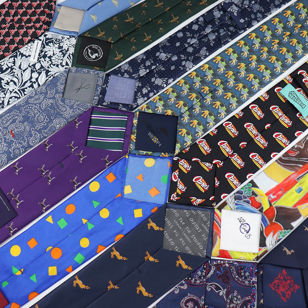 Mens Blue Silk Printed Tie Fashion 2024 Flower Necktie Custom Pattern Ties For Men Modern