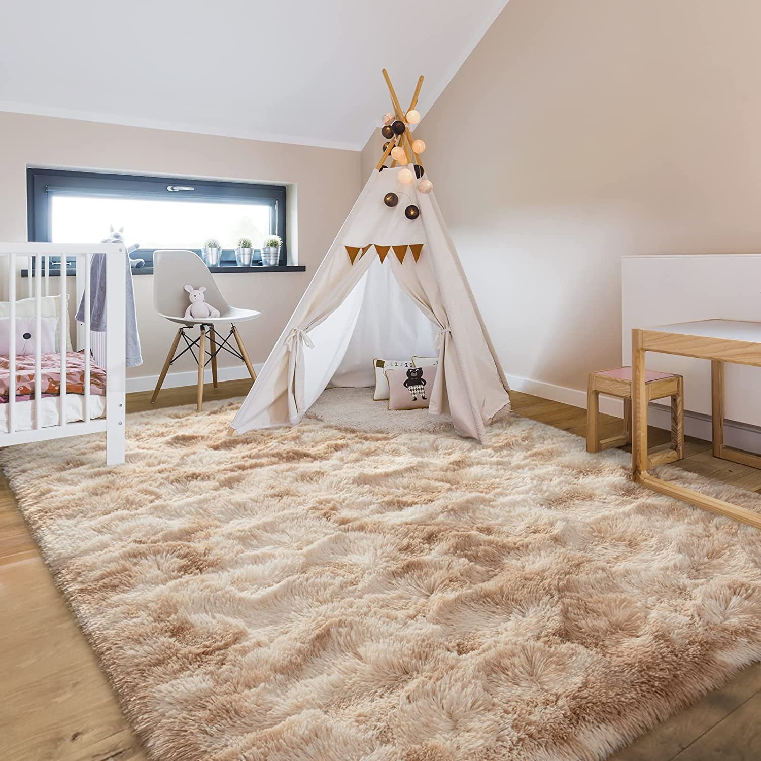 Super Large Area Rugs for Living Room Tie-Dyed Blush Shaggy Rug Fluffy Throw Carpets Ultra Soft Plush Modern Indoor Fuzzy Rugs