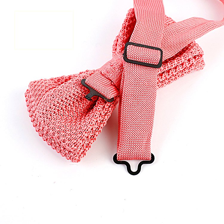 Classic Mens Solid Polyester Knit Pretied Bow Ties Adjustable Straps Custom Designs Embroidered Colorful Wedding Red Bowtie