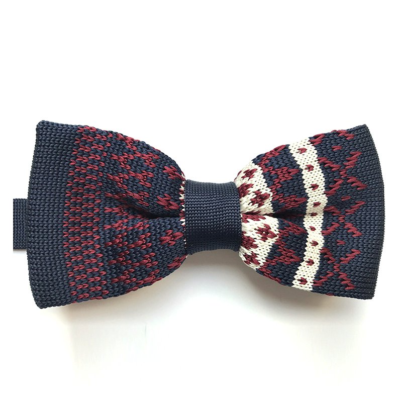 Classic Mens Solid Polyester Knit Pretied Bow Ties Adjustable Straps Custom Designs Embroidered Colorful Wedding Red Bowtie