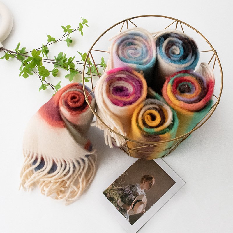 2025 factory wholesale winter warm Wool Scarf Women's Winter 2024 New Versatile High Quality Warm Knitted Scarf