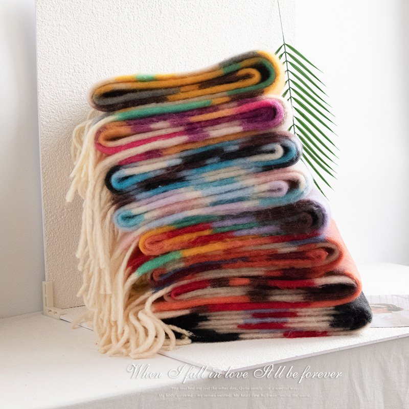 2025 factory wholesale winter warm Wool Scarf Women's Winter 2024 New Versatile High Quality Warm Knitted Scarf
