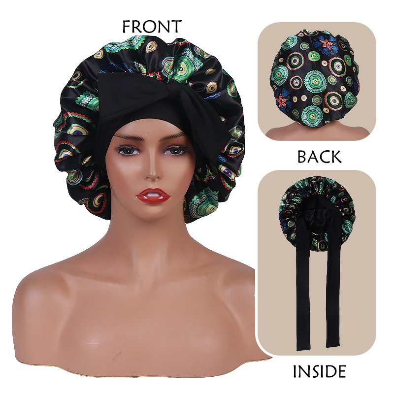 Satin Bonnet Silk Hair Bonnets for Women Curly Hair Wrap for Sleeping Cap Reversible Bonnet with Tie Band Night Cap
