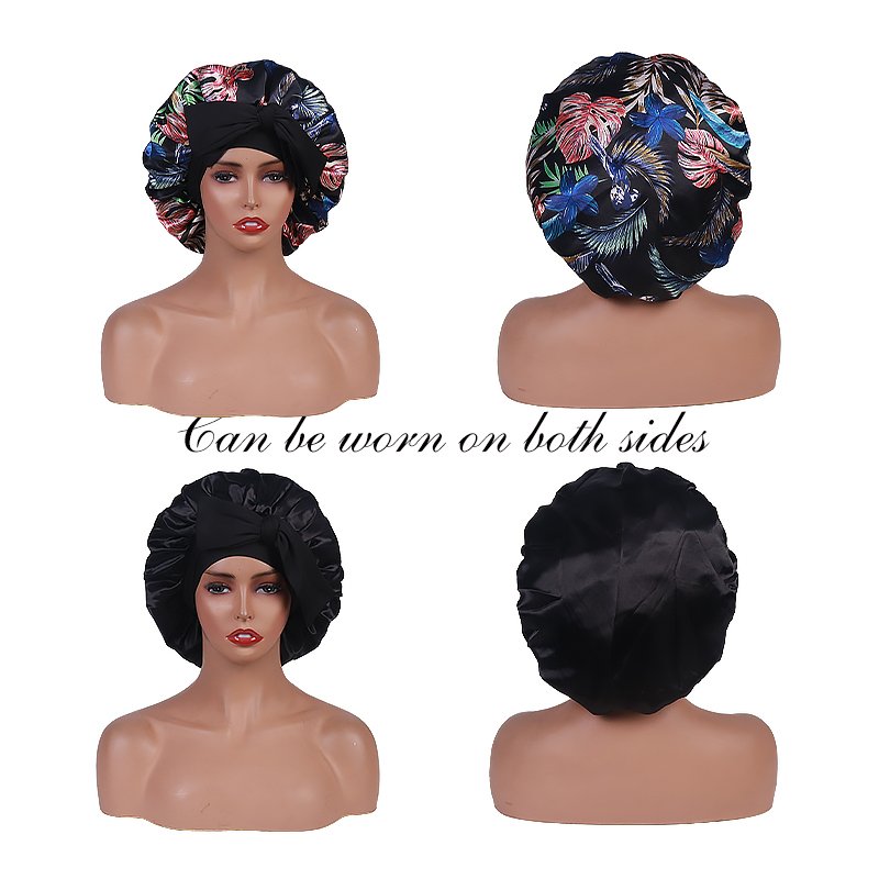Satin Bonnet Silk Hair Bonnets for Women Curly Hair Wrap for Sleeping Cap Reversible Bonnet with Tie Band Night Cap
