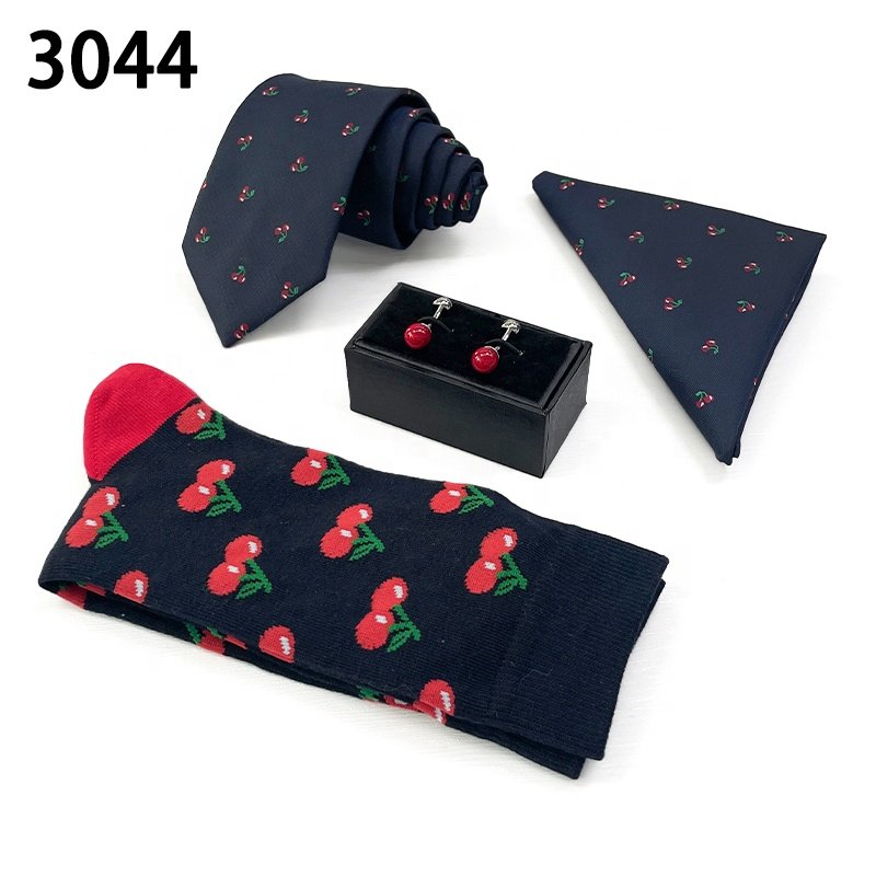 Custom design pocket square gravatas para homens modern cufflink necktie sets corbata funny socks with tie for socks