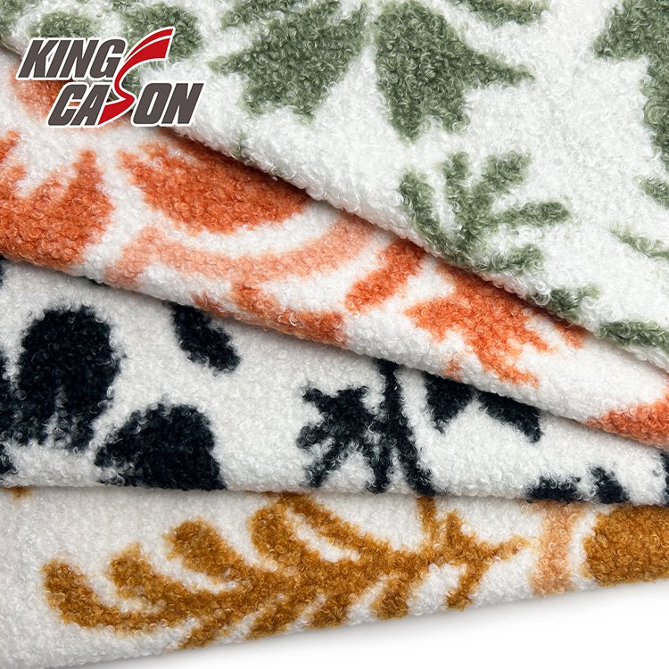 KINGCASON Manufacturer Luxury Flower Printed Wholesale heavy teddy fleece Fabric for Cushion Pillow