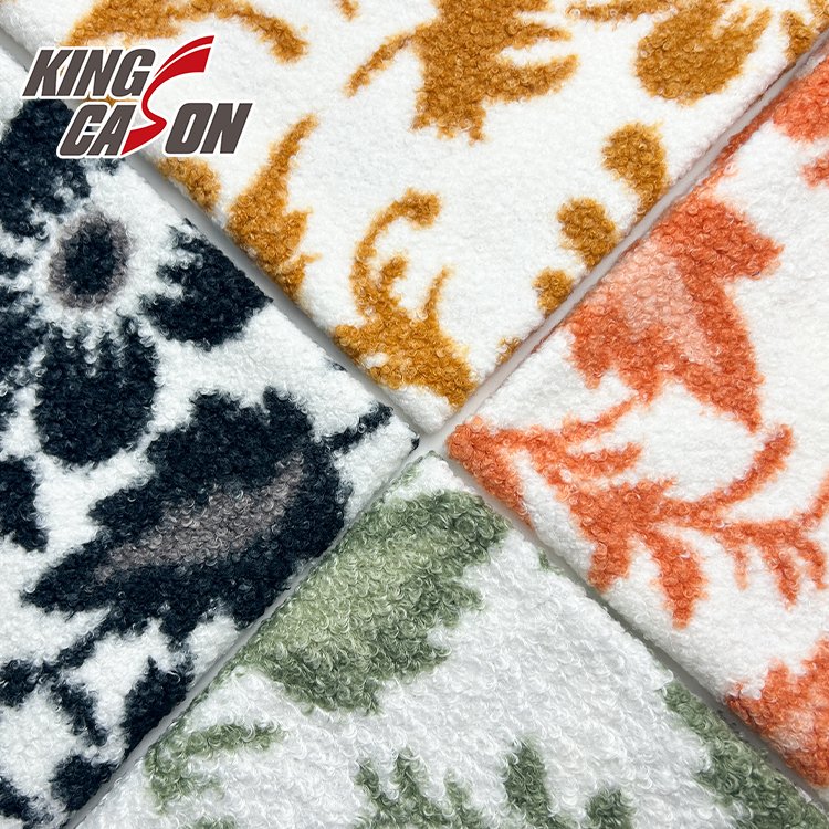 KINGCASON Manufacturer Luxury Flower Printed Wholesale heavy teddy fleece Fabric for Cushion Pillow