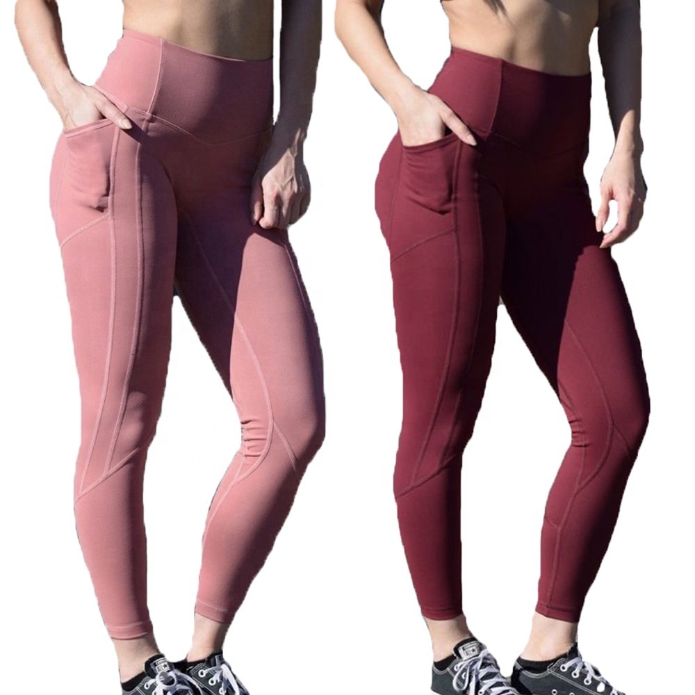 Custom Workout Butt Lifting Seamless Yoga Pants With Pockets Sports Wear Fitness High Waist Scrunch Butt Gym Leggings For Women