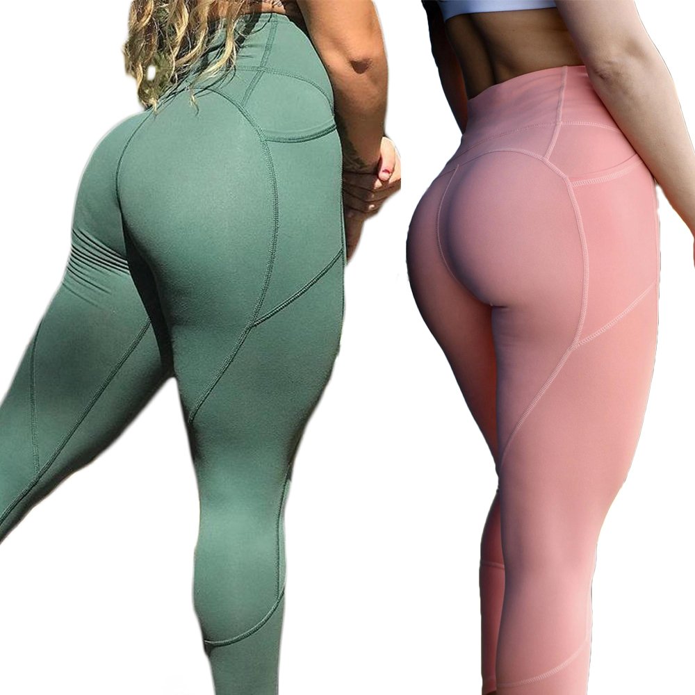 Custom Workout Butt Lifting Seamless Yoga Pants With Pockets Sports Wear Fitness High Waist Scrunch Butt Gym Leggings For Women