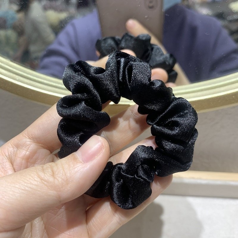 Minimalist Style Small Imitation Silk Satin Elastic Hair Bands Skinny Ropes Ponytail Holder Scrunchies Hair Ties for Women Girls