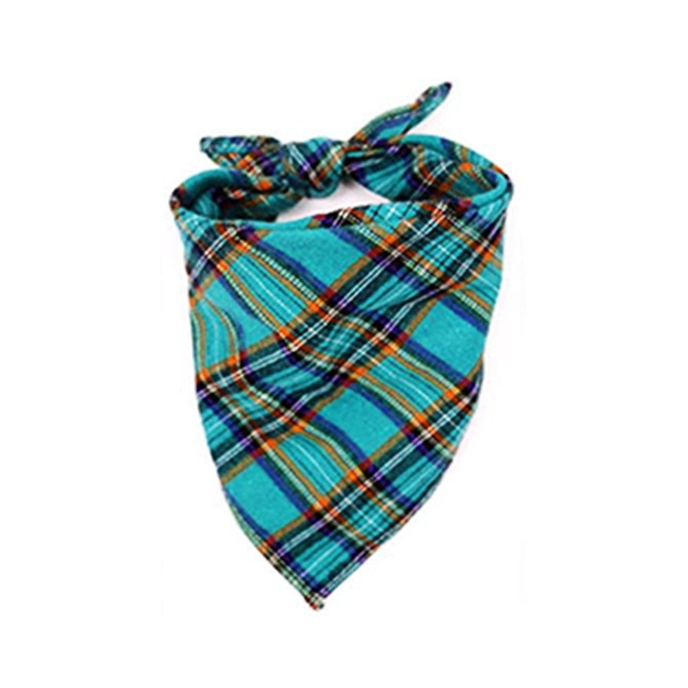 High Quality Plaid Design Personalized Pet Accessories Leather Patch Traditional Tie Custom Name Tag Pet Dog Bandana With Logo