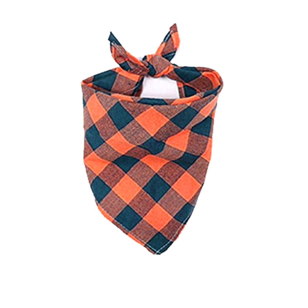 High Quality Plaid Design Personalized Pet Accessories Leather Patch Traditional Tie Custom Name Tag Pet Dog Bandana With Logo