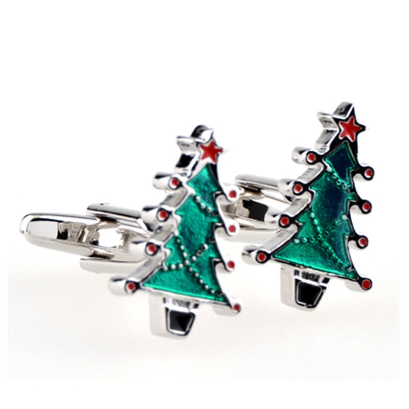 Wholesale new design unique Christmas tree cufflinks for men and women cufflinks with gemstones gifts for men