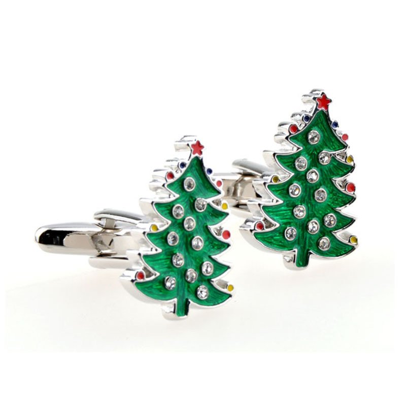 Wholesale new design unique Christmas tree cufflinks for men and women cufflinks with gemstones gifts for men