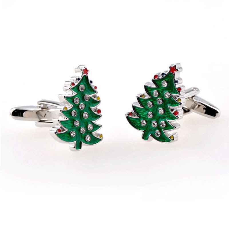Wholesale new design unique Christmas tree cufflinks for men and women cufflinks with gemstones gifts for men