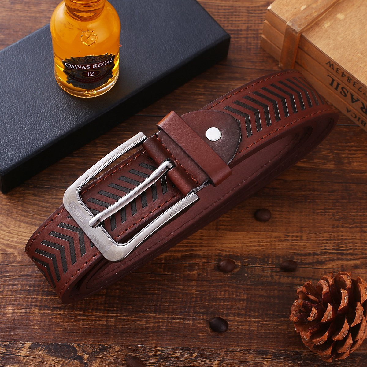 Premium Hot Sale Set Of Tie+belt+purse+perfume+pen+cuff-link All 7-in-1 Decent Gift Box