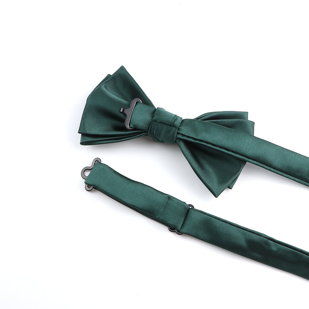 Men's classic polyester irregular solid color double bow tie corsage square scarf three-piece set classic simple gift set