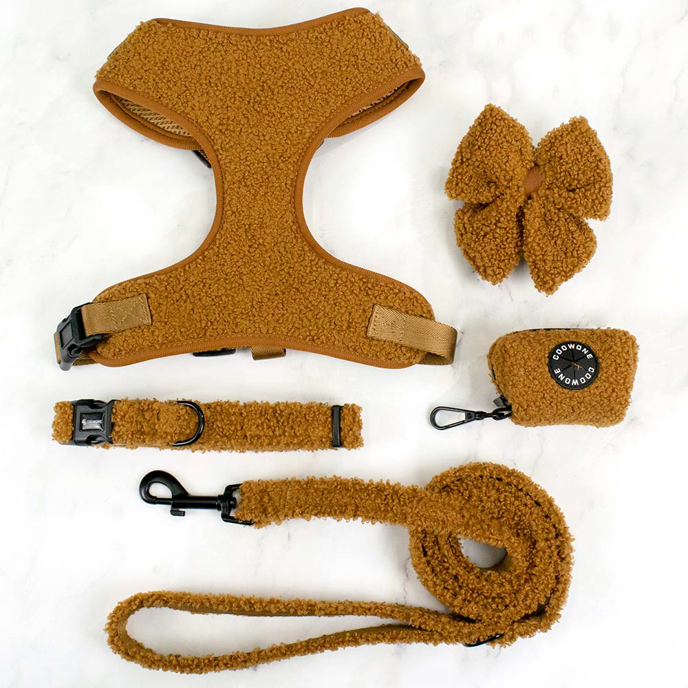 Personalized Sherpa Teddy Dog Harness Custom Designer Pet Harness Dog Leash Pet Collar Leash Bow Tie Set