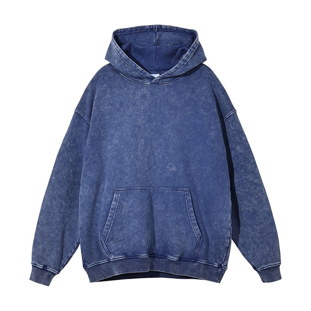 2024 Oversized Men's French Terry Hoodie Acid Wash Distressed 3D Print Winter Finch Garment Manufacturer Available In 6XL Sizes