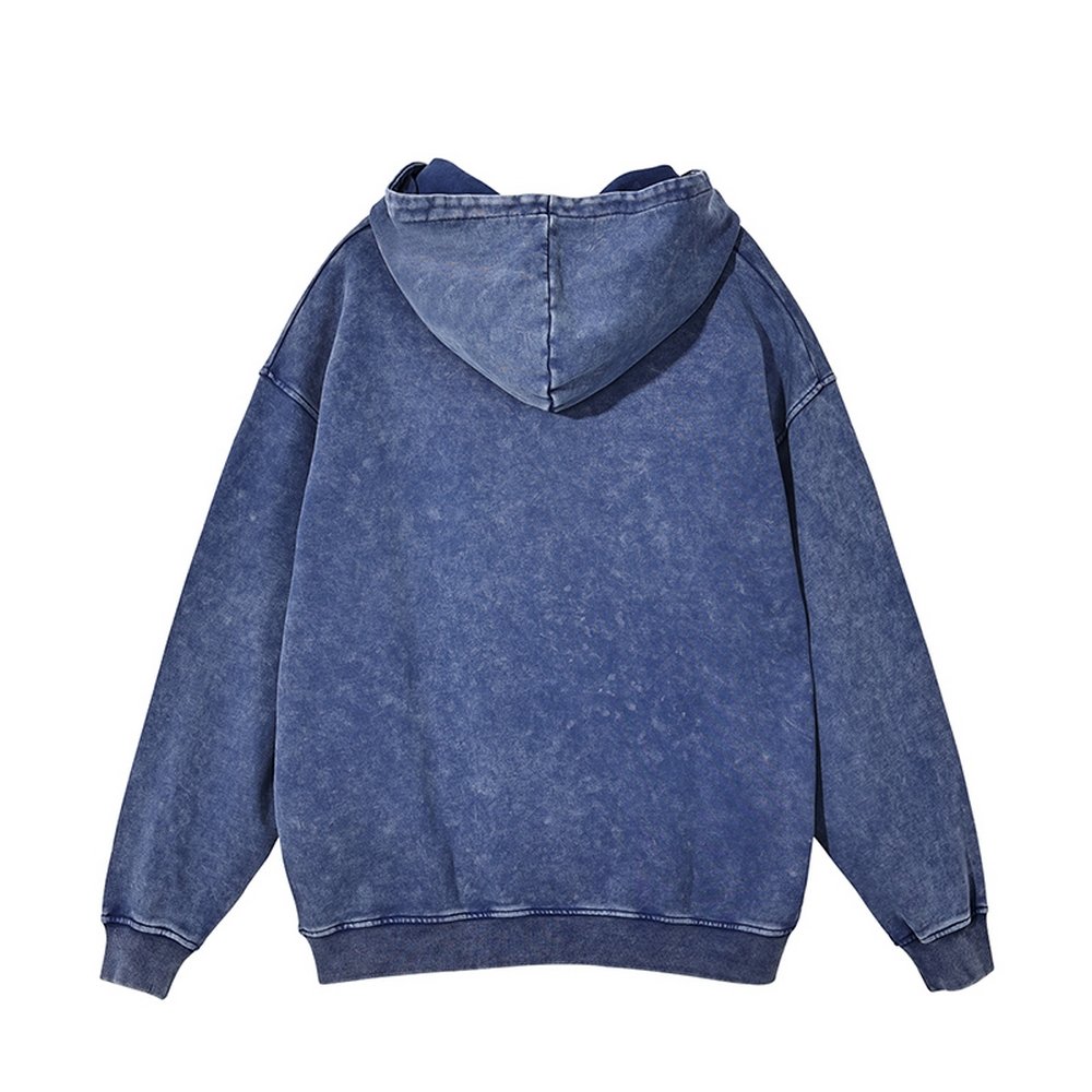 2024 Oversized Men's French Terry Hoodie Acid Wash Distressed 3D Print Winter Finch Garment Manufacturer Available In 6XL Sizes