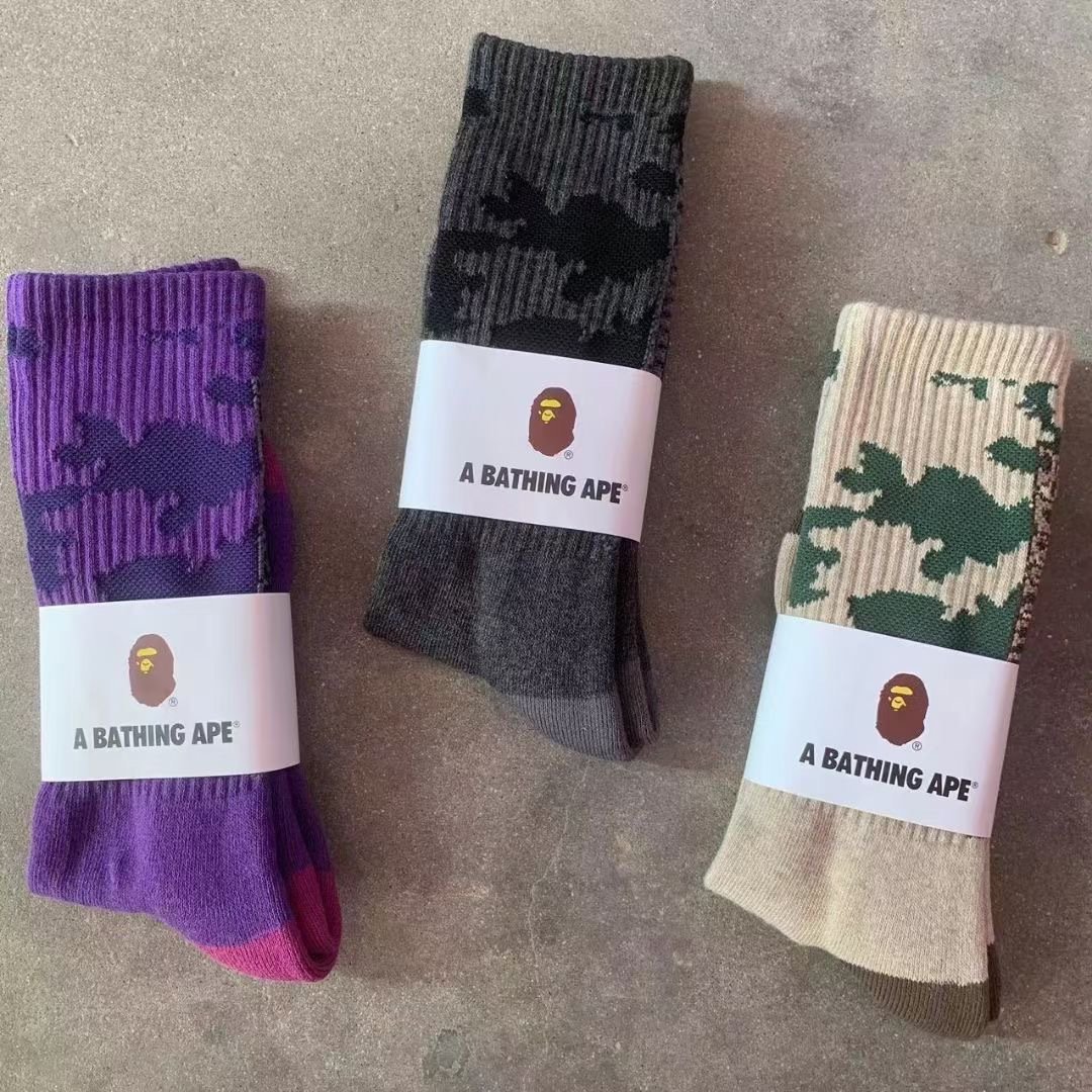 2024 Hot Sale Funny Novelty Fashion Colorful Cool Crazy Skateboard Unisex Tie Dye Crew Bapeee Ape Socks