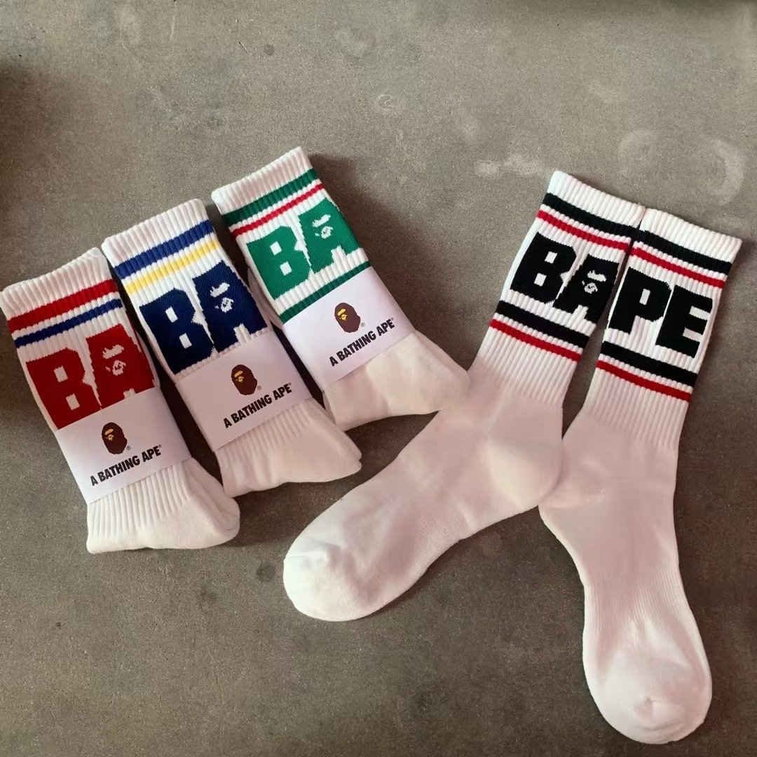 2024 Hot Sale Funny Novelty Fashion Colorful Cool Crazy Skateboard Unisex Tie Dye Crew Bapeee Ape Socks