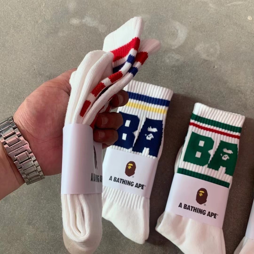 2024 Hot Sale Funny Novelty Fashion Colorful Cool Crazy Skateboard Unisex Tie Dye Crew Bapeee Ape Socks