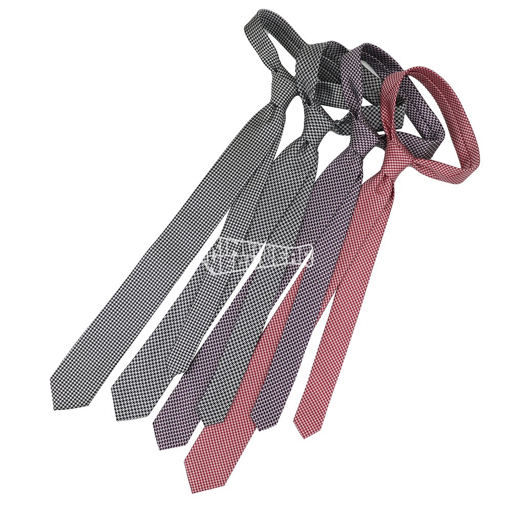 Black And Red Dogtooth Necktie Customization Fashionable Men'S Cheap Ties Microfiber Fabric Tie