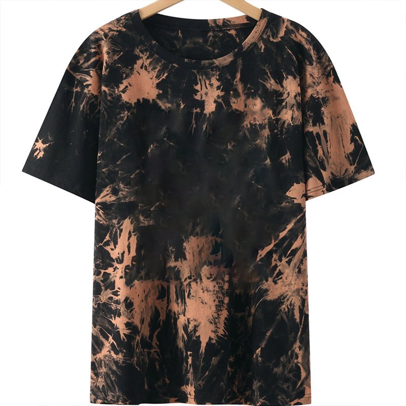 Custom tie dye crew neck t-shirts cotton new Regular Fit retro Silk screen print logo tops t shirt acid wash out men t shirt