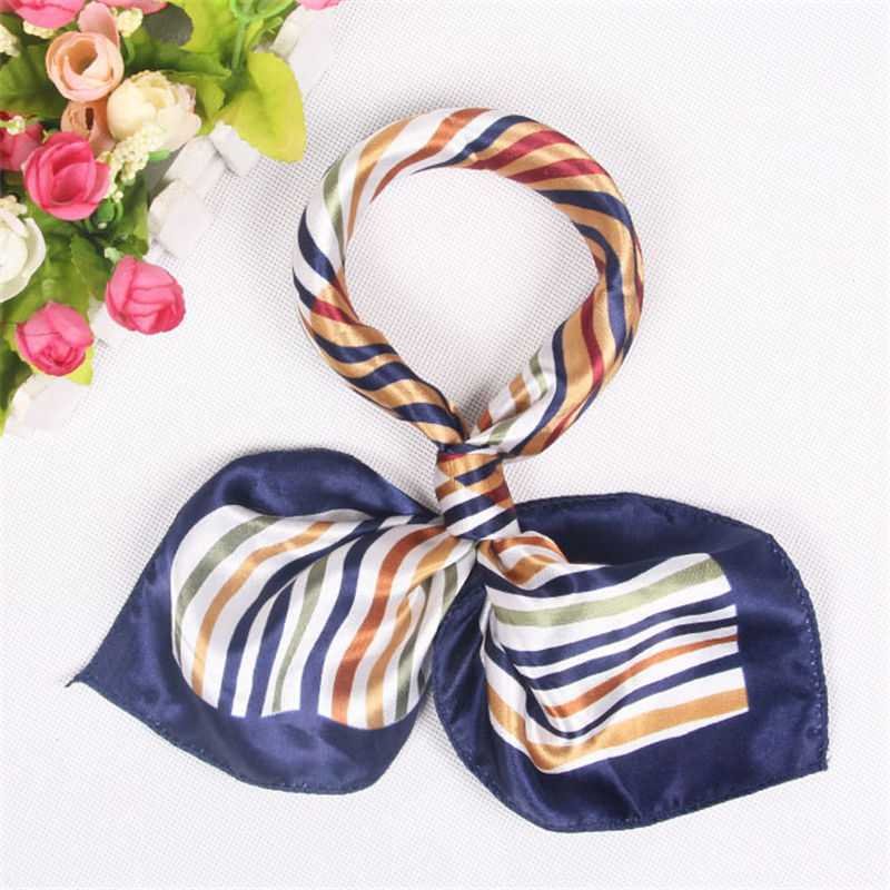 Square Silk Scarf Women Plain Striped Line Shawls and Wraps Fashion Bag Scarfs Hair Tie Bandanas Hijab