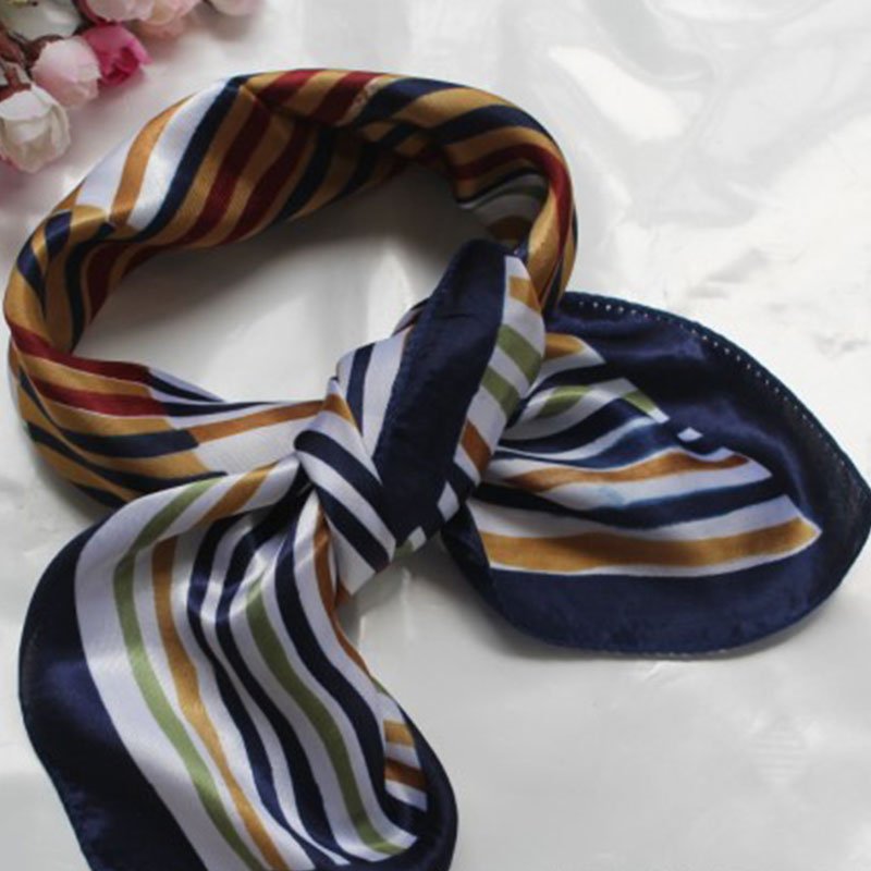 Square Silk Scarf Women Plain Striped Line Shawls and Wraps Fashion Bag Scarfs Hair Tie Bandanas Hijab