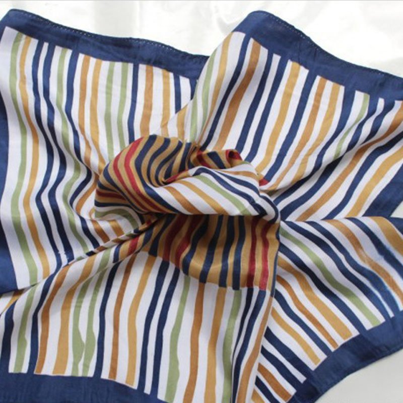 Square Silk Scarf Women Plain Striped Line Shawls and Wraps Fashion Bag Scarfs Hair Tie Bandanas Hijab